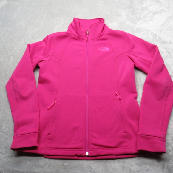 North Face Jacket Women Small Pink Softshell Pockets FullZip Hiking Apex Bionic2 - Picture 2 of 14